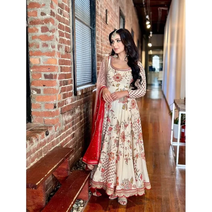 Fashion Gizz Indian Pakistani Frok Bollywood Salwar Kameez Kurti Set Party Wear Top Tunic Multi-Color, L by Fashion Gizz - Image 2