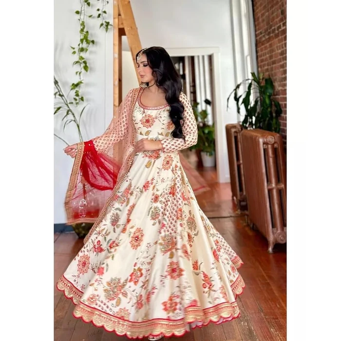 Fashion Gizz Indian Pakistani Frok Bollywood Salwar Kameez Kurti Set Party Wear Top Tunic Multi-Color, L by Fashion Gizz - Image 4