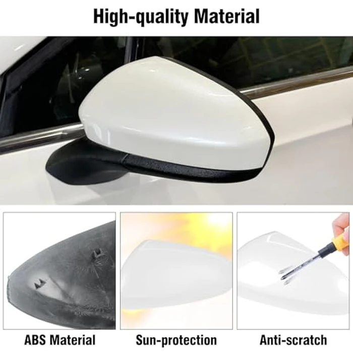 Adzfel Compatible with Ford Fusion Side Mirror Cover Cap 2013 2014 2015 2016 2017 2018 2019 2020, Driver Side Mirror Caps Replacement W/O Light, Clip-on Replace for FS7Z-17683-B Pearl White - Left by Adzfel - Image 6