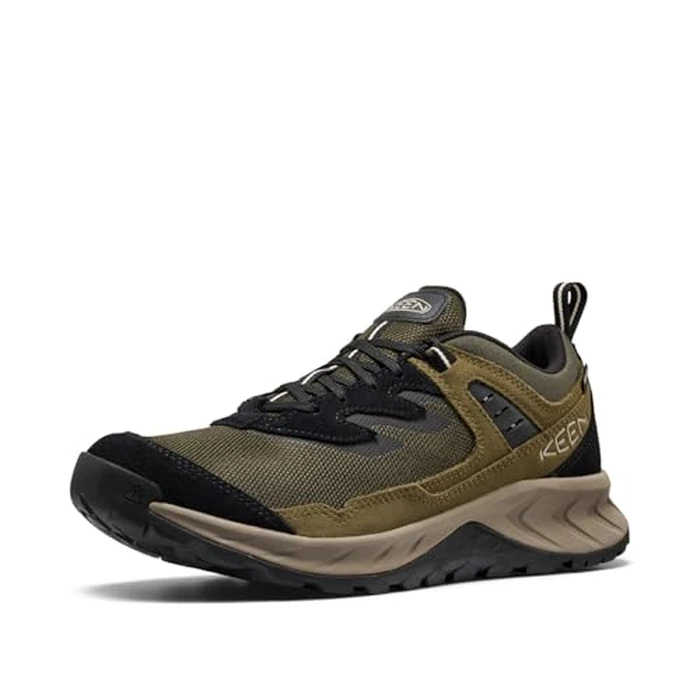 KEEN Men's Hightrail Low Height Durable Lightweight Breathable Leather Waterproof Hiking Shoes, Forest Night/Dark Olive, 8 CA by KEEN - Used - Like New condition