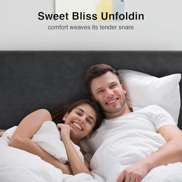 Novilla Queen Bed Frame, Queen Size Bed Frame with Wooden Slats Support, Velvet Upholstered Stripe Headboard, No Box Spring Needed, Heavy Duty Feet, Easy Assembly, Black Velvet by Novilla - Image 9