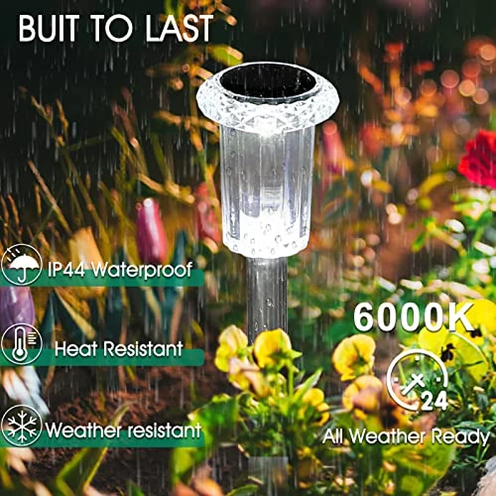 Eyrosa Solar Outdoor Lights, 10 Pack Waterproof Stainless Steel Solar Stake Lights for Pathway Garden Yard Path Walkway Driveway Lawn Patio Outside Decor, Cool White by Eyrosa - Image 3