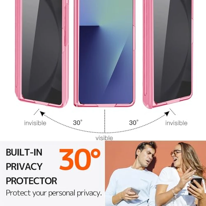 NINKI for Samsung Galaxy Z Fold 7 Case with S Pen Holder & Invisible Kickstand,Built in Privacy Screen Protector and Hinge, Phone Cover for Samsung Z Fold 7 Case with Slim S Pen Slot - Two Tone Pink by NINKI - Image 2