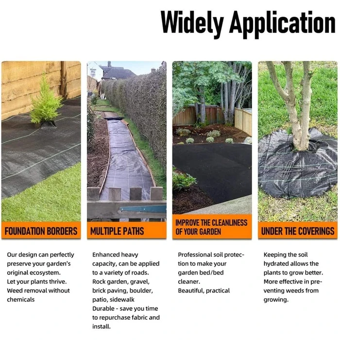 LAVEVE 4FT x 100FT Weed Barrier Landscape Fabric, 3.2oz Premium Heavy Duty Garden Cloth, Ground Cover for Gardening, Farming by LAVEVE - Image 6