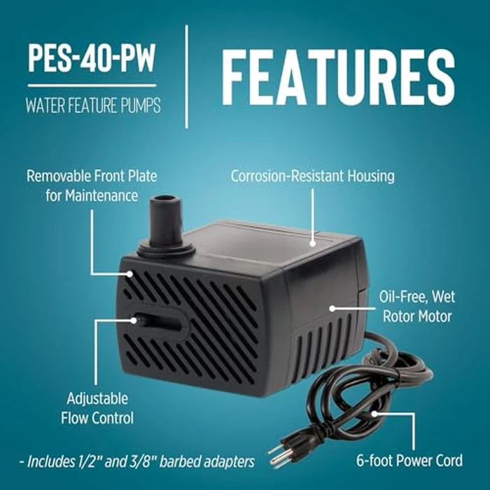 Little Giant PES-40-PW 115-Volt, 47 GPH Magnetic Drive Fountain Pump with 6-Ft. Cord, Black, 566713 by Little Giant - Image 3