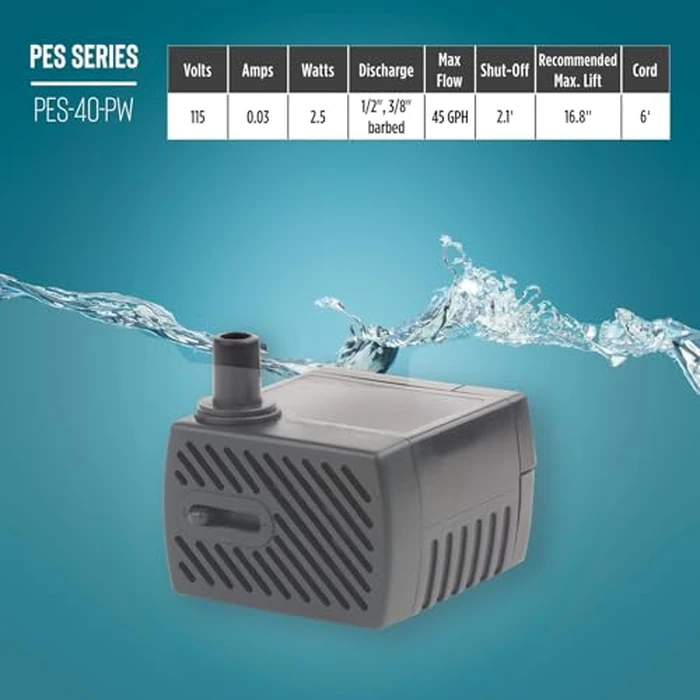 Little Giant PES-40-PW 115-Volt, 47 GPH Magnetic Drive Fountain Pump with 6-Ft. Cord, Black, 566713 by Little Giant - Image 7