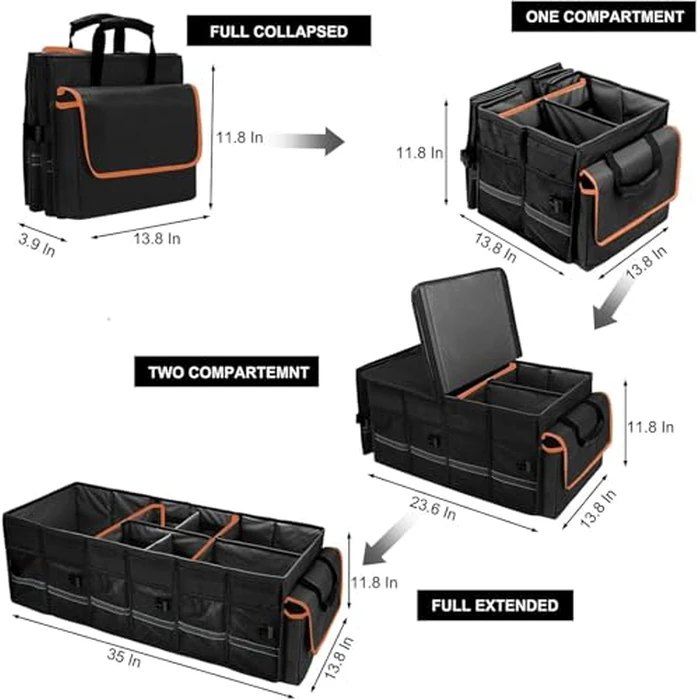 Car Trunk Organizer and Storage with Lid & Removable Leakproof Cooler Bag, Car Accessories 6 Removable Dividers for Custom Space, Collapsible Large Trunk Organizers Interior for SUV Sendan with Cover by GDNasist - Image 3