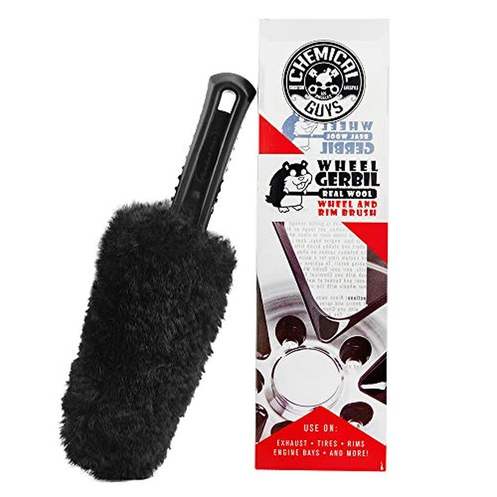 Chemical Guys Gerbil Wheel and Rim Cleaning Brush - Soft Natural Bristle Detailing Tool for Tires, Exhausts & Delicate Surfaces - Wheel Cleaner Brush to Safely Clean Brake Dust, Grime and Dirt, 1 Pack by Chemical Guys - Used - Very Good condition