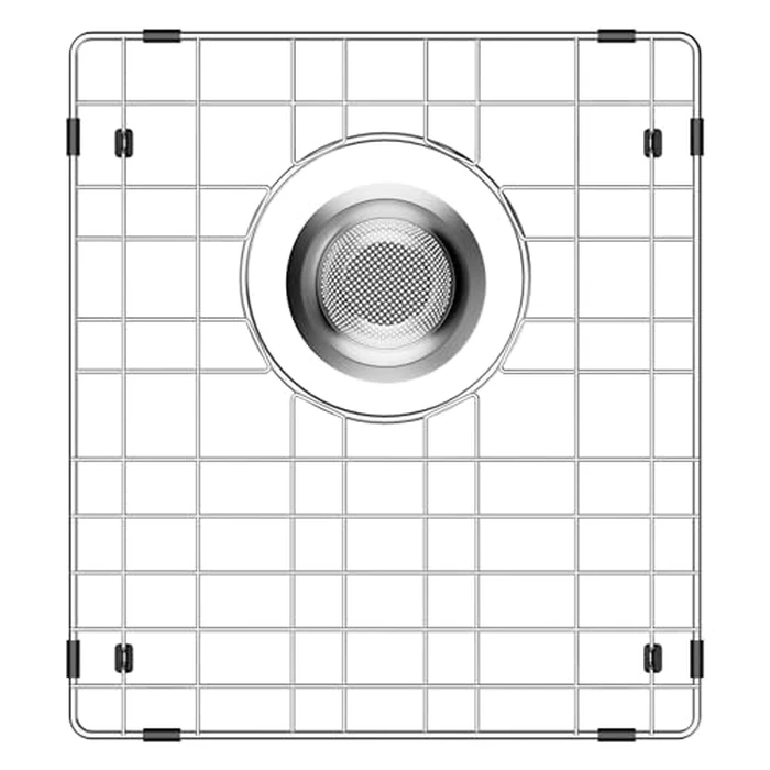Sink Rack,Sink Protector for Kitchen Sink,Stainless Steel Sink Grid for Bottom of Sink 13"W x 15"L,Metal Sink Grate with Strainer,Rear Drain for Single Bowl with Corner Radius,1 pack by Alonsoo - Image 1