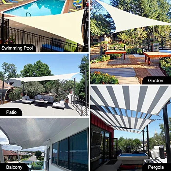 Yardmaker 12'x12' Sun Shade Sail Square Canopy Shade Cover for Patio Garden Outdoor Backyard, Light Grey by Garden Expert - Image 8
