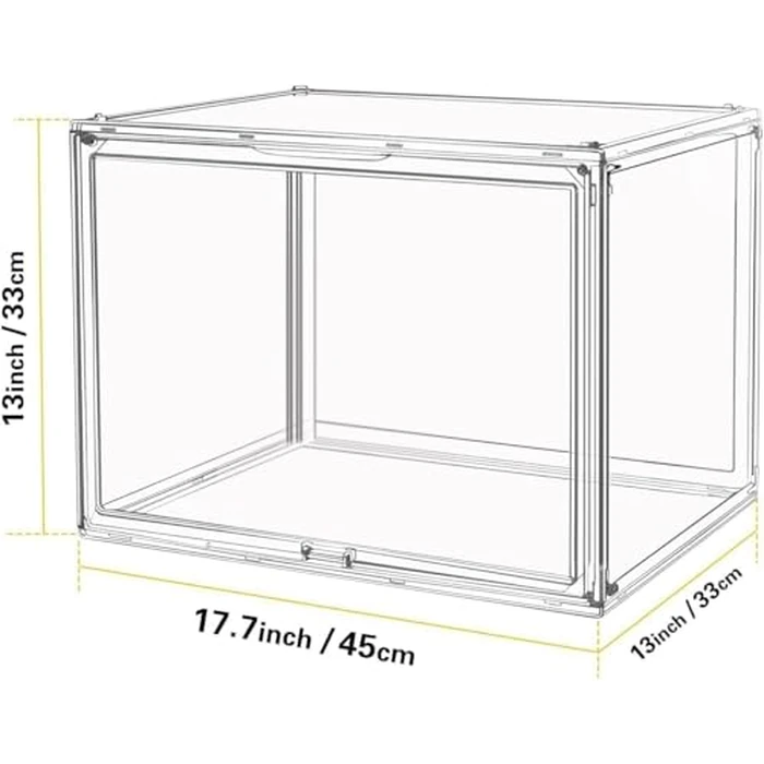 GUDEMAY XL Clear Stackable Plastic Storage Bins with Magnetic Lid - Dustproof Display Cases, Large Showcase for Helmets, Figure Collectibles, Dolls, Books, Cosmetic, Shoes & Purse Organizer (3 Packs) by GUDEMAY - Image 6