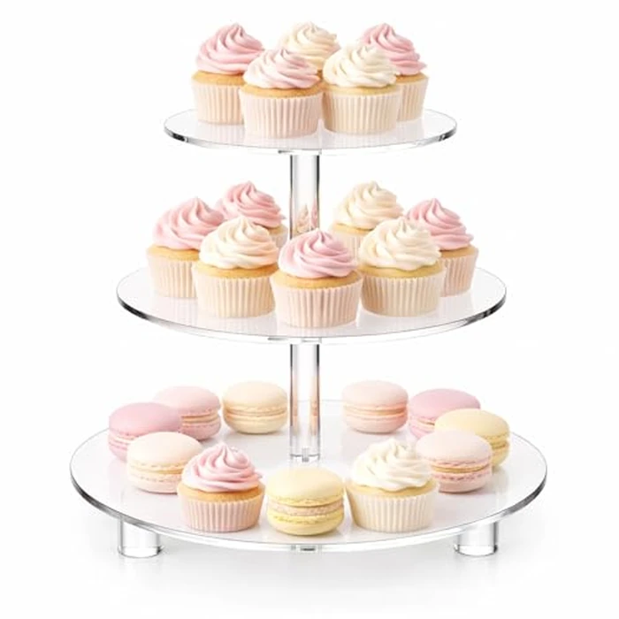 WEITELAI 3 Tier Acrylic Cupcake Stand, Round for Baby Shower, Birthday, Weddings, Christmas, Reception, Holidays, Parties, Rave Party, 24 Cupcakes Tiered Dessert Tower (Clear, 3 Tier Round) by WEITELAI - Used - Very Good condition - CA$20.38