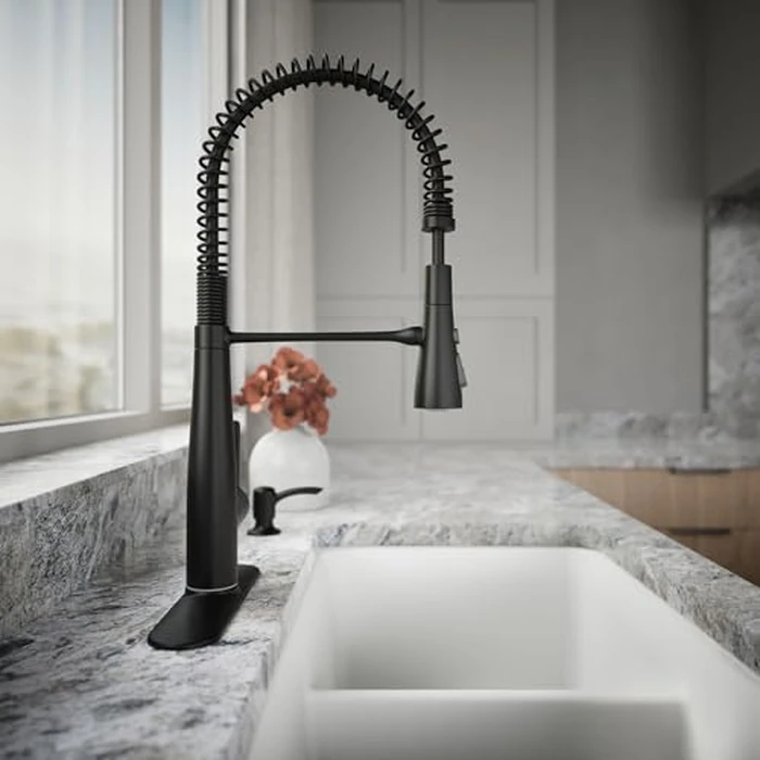 KOHLER K-REC22745-SD-BL Semi-Professional Kitchen Sink Faucets with Soap Dispenser, Commercial Kitchen Faucets with Pull Down Sprayer, Matte Black by Kohler - Image 7
