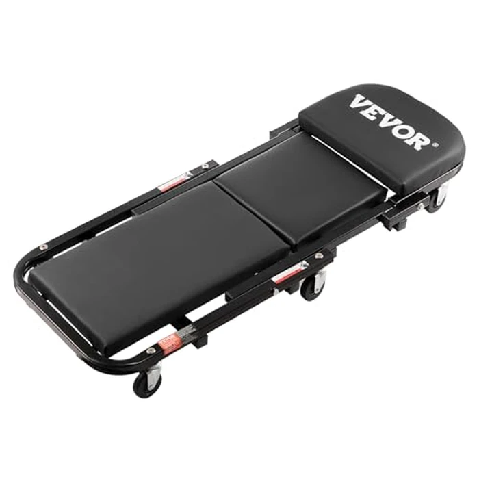 VEVOR Foldable Z Garage Creeper, 40 in, 450 lbs Load Capacity Rolling Folding Mechanic Creeper Stool, with 6 Universal Wheels Padded Seat Steel Frame, Lay Down or Sit Chair for Garage Shop or Home by VEVOR - Image 9