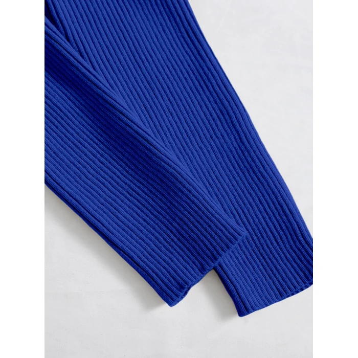 Floerns Women's Tie Front Long Sleeve Rib Knit Shrug Sweaters Cardigan Crop Top Royal Blue Small by Floerns - Image 5