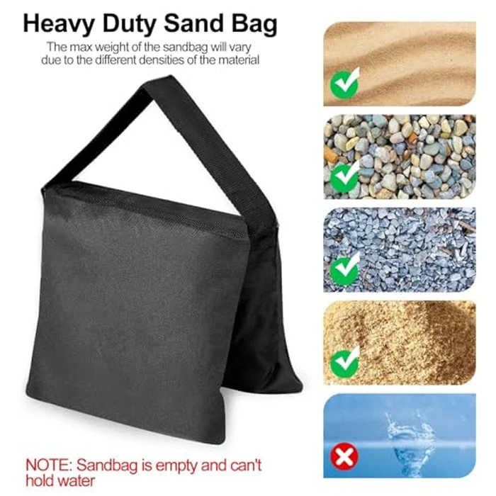 EMART Heavy Duty Sandbag Photo Studio Weight Bag Saddlebag Design for Photography Light Stand Tripod, Outdoor Patio, Sports, Pop up Tent, Umbrella Base, Camping, Fishing Chair -4 Packs Set(Black) by EMART - Image 6
