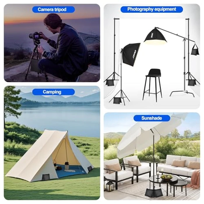 EMART Heavy Duty Sandbag Photo Studio Weight Bag Saddlebag Design for Photography Light Stand Tripod, Outdoor Patio, Sports, Pop up Tent, Umbrella Base, Camping, Fishing Chair -4 Packs Set(Black) by EMART - Image 7