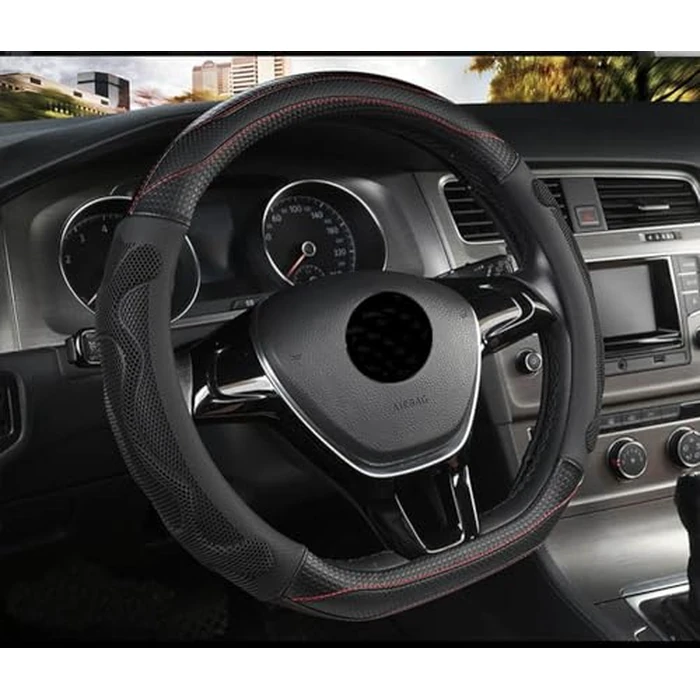 D Cut Steering Wheel Cover - D Shaped Flat Bottom Microfiber Leather Anti-Skid Breathable Fit 14.5"-15" (Black) by BuilLLin - Used - Like New condition