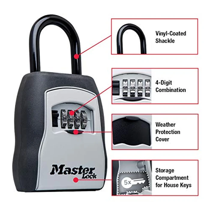 Master Lock Key Lock Box, Outdoor Lock Box for House Keys, Portable Combination Lockbox Resettable Code, 5400EC, Black by Master Lock - Image 2