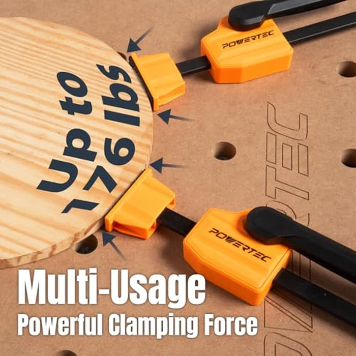 POWERTEC Bench Dog Clamps for 3/4" Dog Holes, Quick Release and Heavy Duty Workbench Clamps with 176lbs Clamping Force, Woodworking Tools - 2PCs (72105) by POWERTEC - Image 4