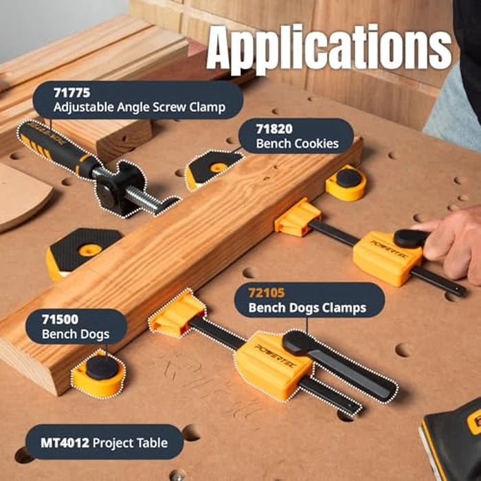 POWERTEC Bench Dog Clamps for 3/4" Dog Holes, Quick Release and Heavy Duty Workbench Clamps with 176lbs Clamping Force, Woodworking Tools - 2PCs (72105) by POWERTEC - Image 6