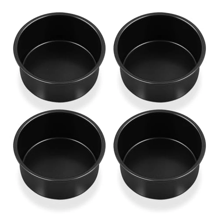 P&P CHEF Non-stick Cake Pan Set of 4, 4 Inch Round Baking Cake Pans Tins for Tier Smash Cakes, Non-Toxic & Solid, Stainless Steel Core & Leak-Proof, 4Pcs by P&P CHEF - Used - Like New condition