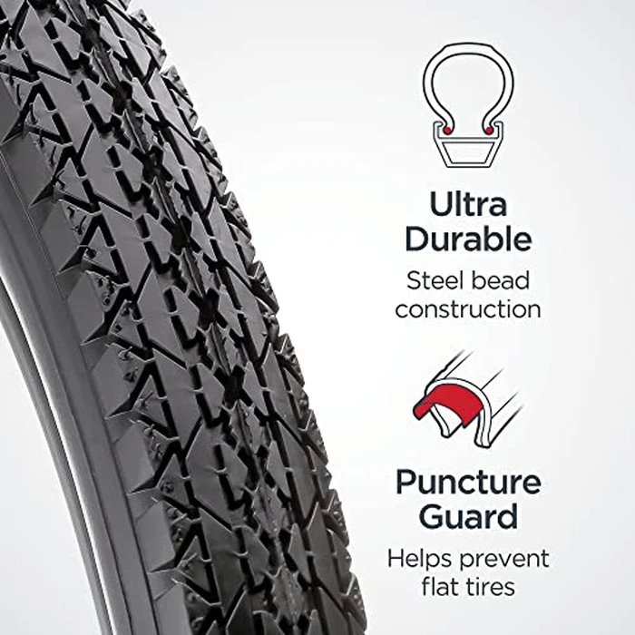 Schwinn Replacement Bike Tire, 26" x 2.125" Cruiser Bike Tire, Smooth Tread Pattern, Puncture Guard, Fits Internal Rim Widths 19mm-29mm, PSI Range 40 to 65 by Schwinn - Image 2