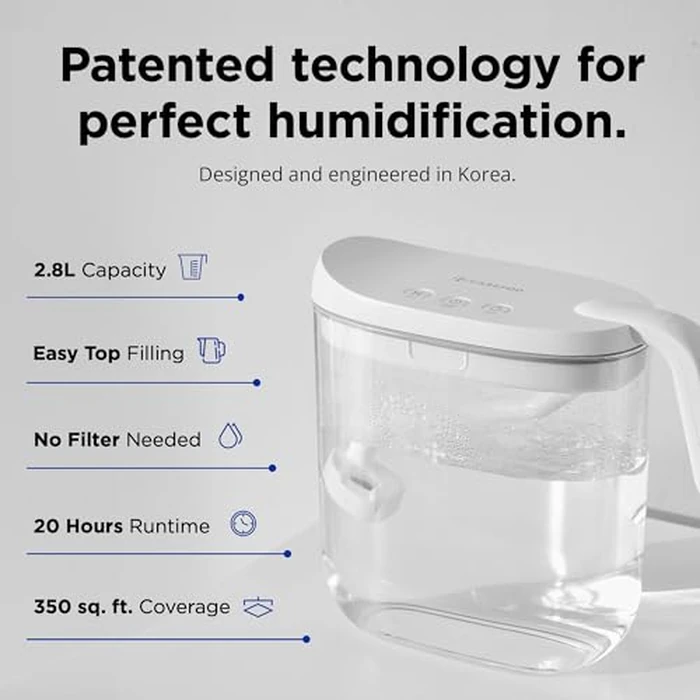 Carepod Mini Ultrasonic Cool Mist Humidifier for Bedroom, Quiet & Safe for Baby, Transparent, Only 3 Washable Parts & Easy to Clean, Filter-Free, Automatic Shut-off, Lasts 20Hrs (0.74Gal/2.8L) by Carepod - Used - Acceptable condition - CA$96.02