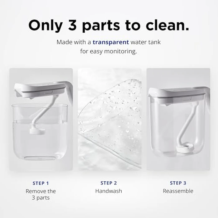Carepod Mini Ultrasonic Cool Mist Humidifier for Bedroom, Quiet & Safe for Baby, Transparent, Only 3 Washable Parts & Easy to Clean, Filter-Free, Automatic Shut-off, Lasts 20Hrs (0.74Gal/2.8L) by Carepod - Image 2