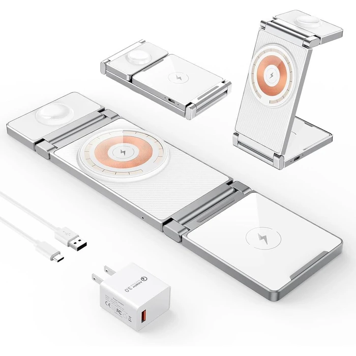 Hohosb Magnetic Charging 3 in 1 Foldable Zinc Alloy Wireless Stand A80 - White by Hohosb - Refurbished - Excellent condition