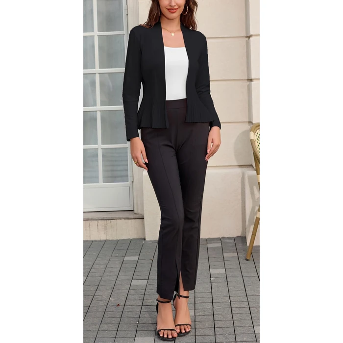 GRACE KARIN Women's Lightweight Fall Cardigan Long Sleeve Open Front Cropped Cardigans Peplum Knit Sweater Black S by GRACE KARIN - Used - Like New condition - US$14.04