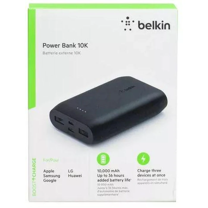 Belkin Portable Power Bank Charger 10K with USB-C and Dual USB Ports - Black by Belkin - Refurbished - Brand New condition