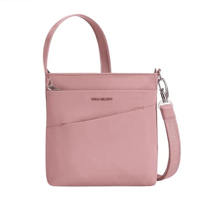 Travelon Anti-Theft Roam Small Crossbody, Desert Pink, 8.5”W X 8.5”H X 2.25”D by Travelon - Used - Like New condition - CA$43.86