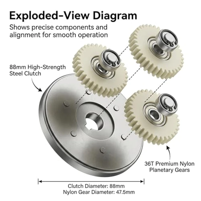 Electric Motor Gear Clutch Kit 36T, E Motor Gear Clutch Solid Nylon Gears for Electric 500W-750W, Planetary Gears for Electric Motor Replacement by Yosoo Health Gear - Image 5