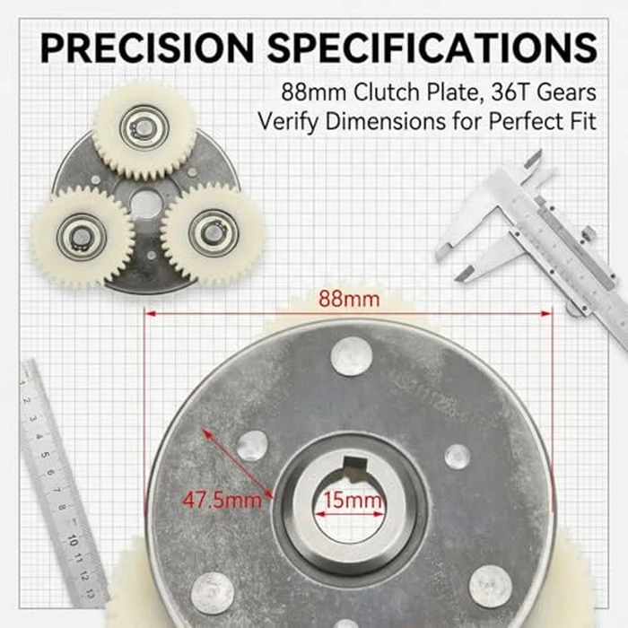 Electric Motor Gear Clutch Kit 36T, E Motor Gear Clutch Solid Nylon Gears for Electric 500W-750W, Planetary Gears for Electric Motor Replacement by Yosoo Health Gear - Image 6