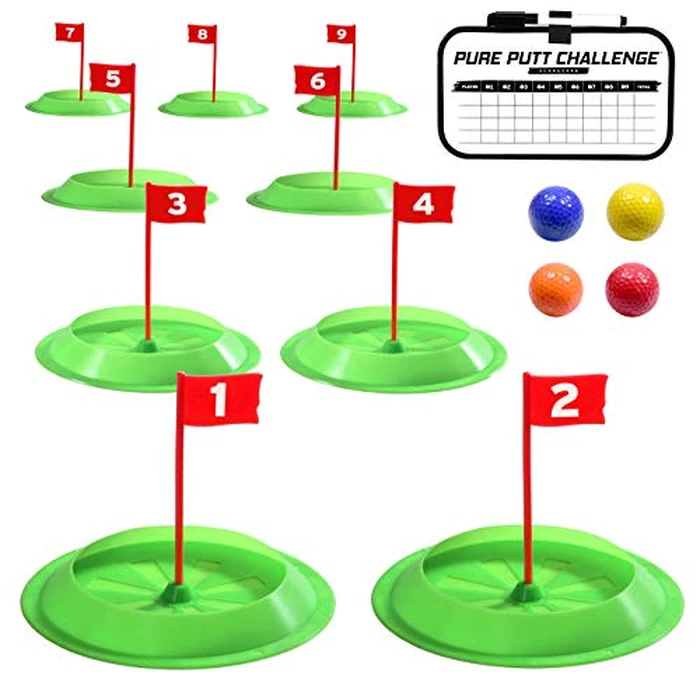 GoSports Pure Putt Challenge Mini Golf Game - Build Your Own Course at Home, The Office or On The Green - Includes 9 Holes, 4 Balls, Dry-Erase Scorecard, Tote Bag & Rules by GoSports - Image 1