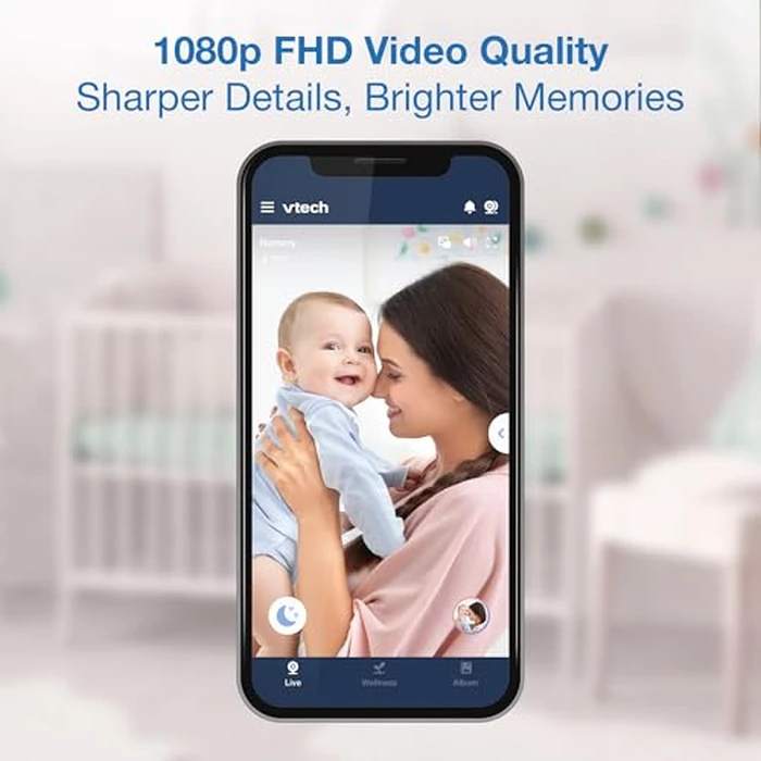 VTech Smart WiFi 7” HD Display Video Baby Monitor, 1080p HD Camera via App, Pan-Tilt-Zoom, Night Light, 2-Way Talk, 2K CMOS Video Sensor, Wide-Angle Viewing, Rechargeable Battery, Free App: RM7866HD by VTech - Image 4