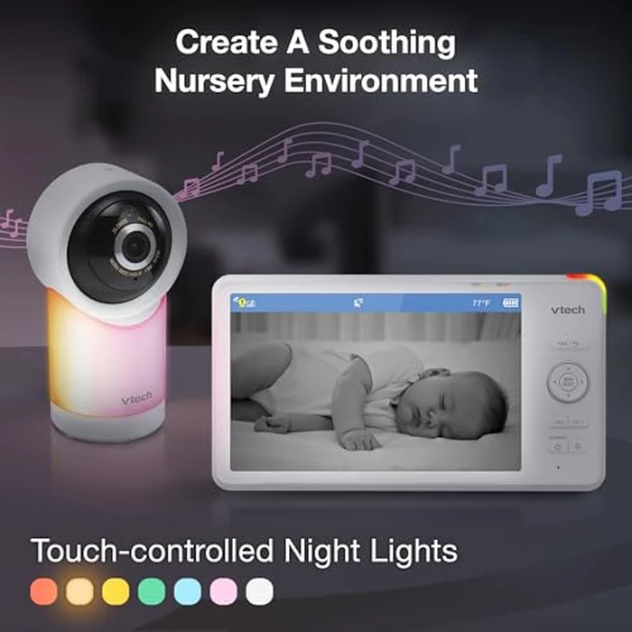 VTech Smart WiFi 7” HD Display Video Baby Monitor, 1080p HD Camera via App, Pan-Tilt-Zoom, Night Light, 2-Way Talk, 2K CMOS Video Sensor, Wide-Angle Viewing, Rechargeable Battery, Free App: RM7866HD by VTech - Image 7