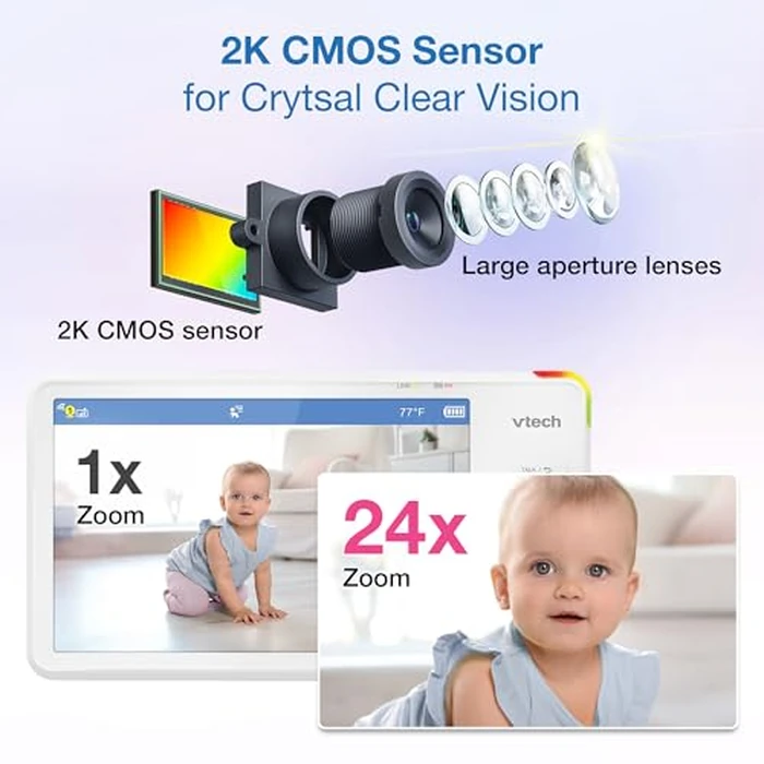 VTech Smart WiFi 7” HD Display Video Baby Monitor, 1080p HD Camera via App, Pan-Tilt-Zoom, Night Light, 2-Way Talk, 2K CMOS Video Sensor, Wide-Angle Viewing, Rechargeable Battery, Free App: RM7866HD by VTech - Image 8