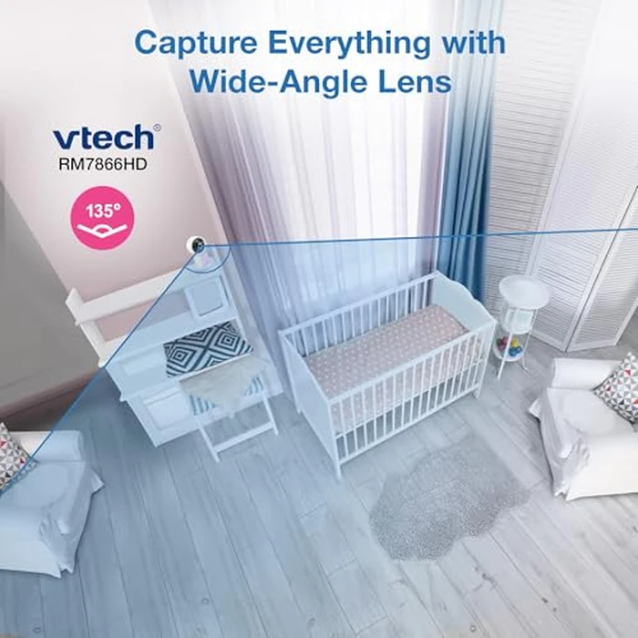 VTech Smart WiFi 7” HD Display Video Baby Monitor, 1080p HD Camera via App, Pan-Tilt-Zoom, Night Light, 2-Way Talk, 2K CMOS Video Sensor, Wide-Angle Viewing, Rechargeable Battery, Free App: RM7866HD by VTech - Image 9