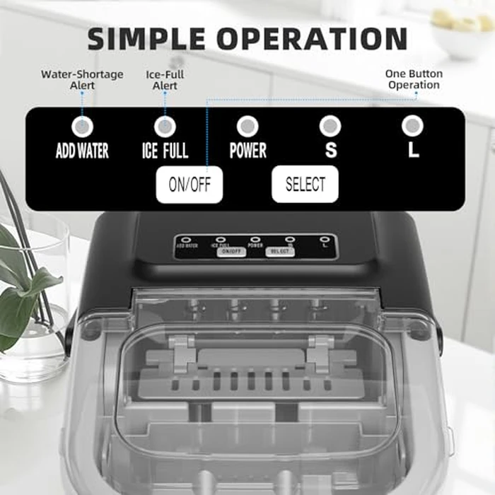 Antarctic Star Ice Maker Countertop, 8 Bullet Ice Cubes in 6 Mins, 26.5 lbs/Day, Self-Cleaning, 2 Sizes, Ultra-Quiet for Home/Kitchen/Camping/RV by Antarctic Star - Image 3