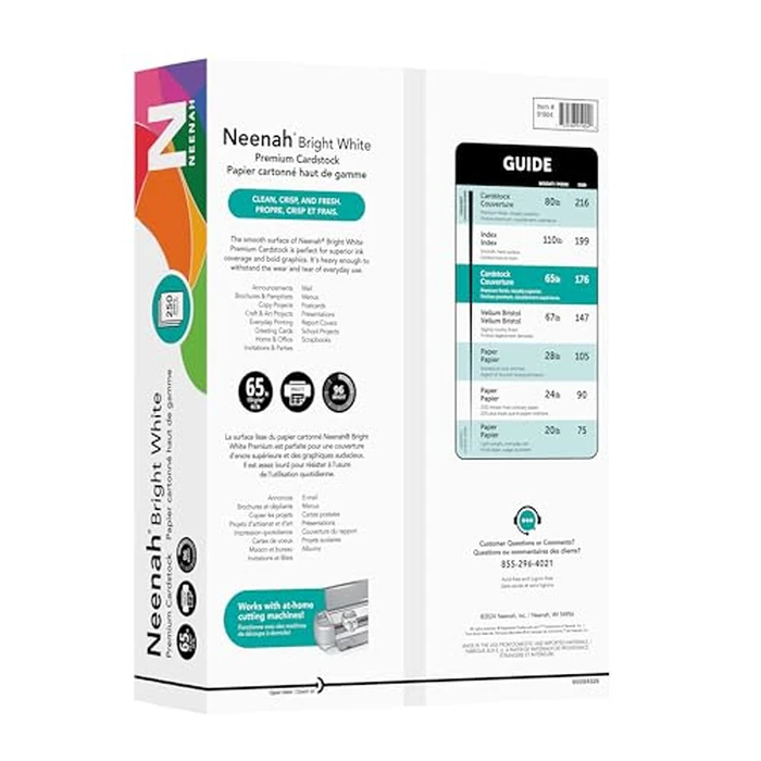 Neenah Bright White Bright White Card Stock, 96 Bright, 65 lb Cover Weight, 8.5 x 11, 250/Pack by Neenah - Image 2