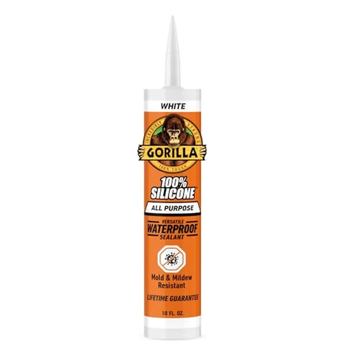 Gorilla 100% Silicone Waterproof Caulk, All‑Purpose Sealant, Mold & Mildew Resistant, Flexible Seal, White, 10 oz Cartridge (Pack of 1) by GORILLA - Used - Like New condition - US$8.86