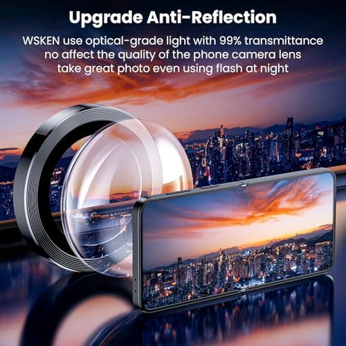 WSKEN for Z Flip 7 Camera Lens Protector Case Cover - Ultra HD Anti-Reflective Tempered Metal Glass Anti Scratch Rear Camera Screen Protector Film for Samsung Galaxy Z Flip 7 5G Accessories,Black by WSKEN - Image 2