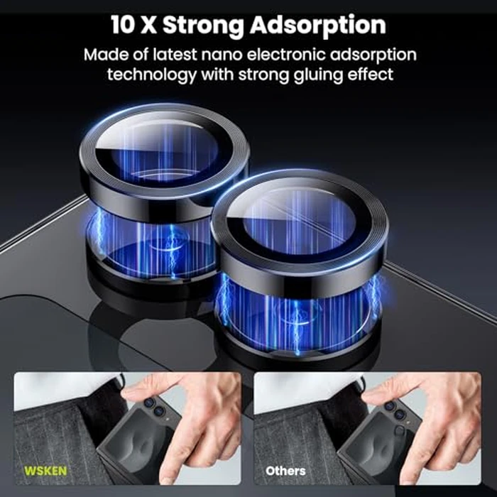 WSKEN for Z Flip 7 Camera Lens Protector Case Cover - Ultra HD Anti-Reflective Tempered Metal Glass Anti Scratch Rear Camera Screen Protector Film for Samsung Galaxy Z Flip 7 5G Accessories,Black by WSKEN - Image 3
