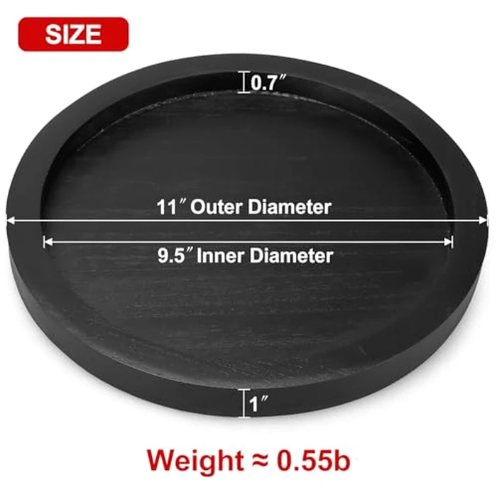 Round Decorative Tray for Coffee Dining Table Countertop Small Wooden Serving Trays Farmhouse Kitchen Home Living Room Decor and Bathroom Accessories Tray Black Rustic Wood Candle Centerpiece Trays by Ayiaren - Image 3