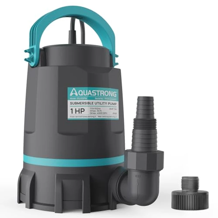 Aquastrong Sump Pump 1 HP 4500 GPH Submersible Water Pump Thermoplastic Portable Utility Pump High Flow Water Removal for Swimming Pool Garden Pond Basement Window Wells with 10ft Long Power Cord by AQUASTRONG - Used - Acceptable condition
