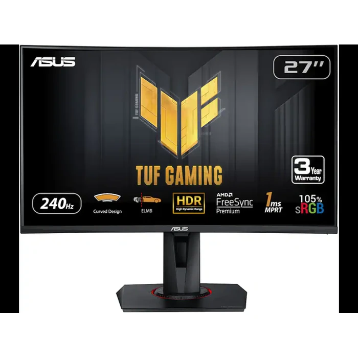 ASUS TUF Gaming 27" Full HD 240Hz AMD FreeSync Premium (Adaptive Sync) 1ms ELMB SYNC Built-in Speakers Curved Gaming Computer Monitor with Swivel & by ASUS - Open Boxproduct Type condition - US$125.00