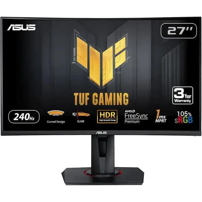 ASUS TUF Gaming 27" Full HD 240Hz AMD FreeSync Premium (Adaptive Sync) 1ms ELMB SYNC Built-in Speakers Curved Gaming Computer Monitor with Swivel & by ASUS - Image 2