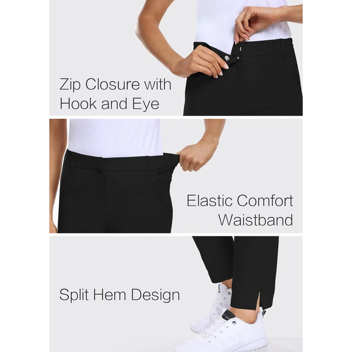 Hiverlay Womens Golf Pants Stretch Work Ankle Pants with Pockets Quick Dry Straight Business Casual Hiking Pants Black-S by Hiverlay - Image 3
